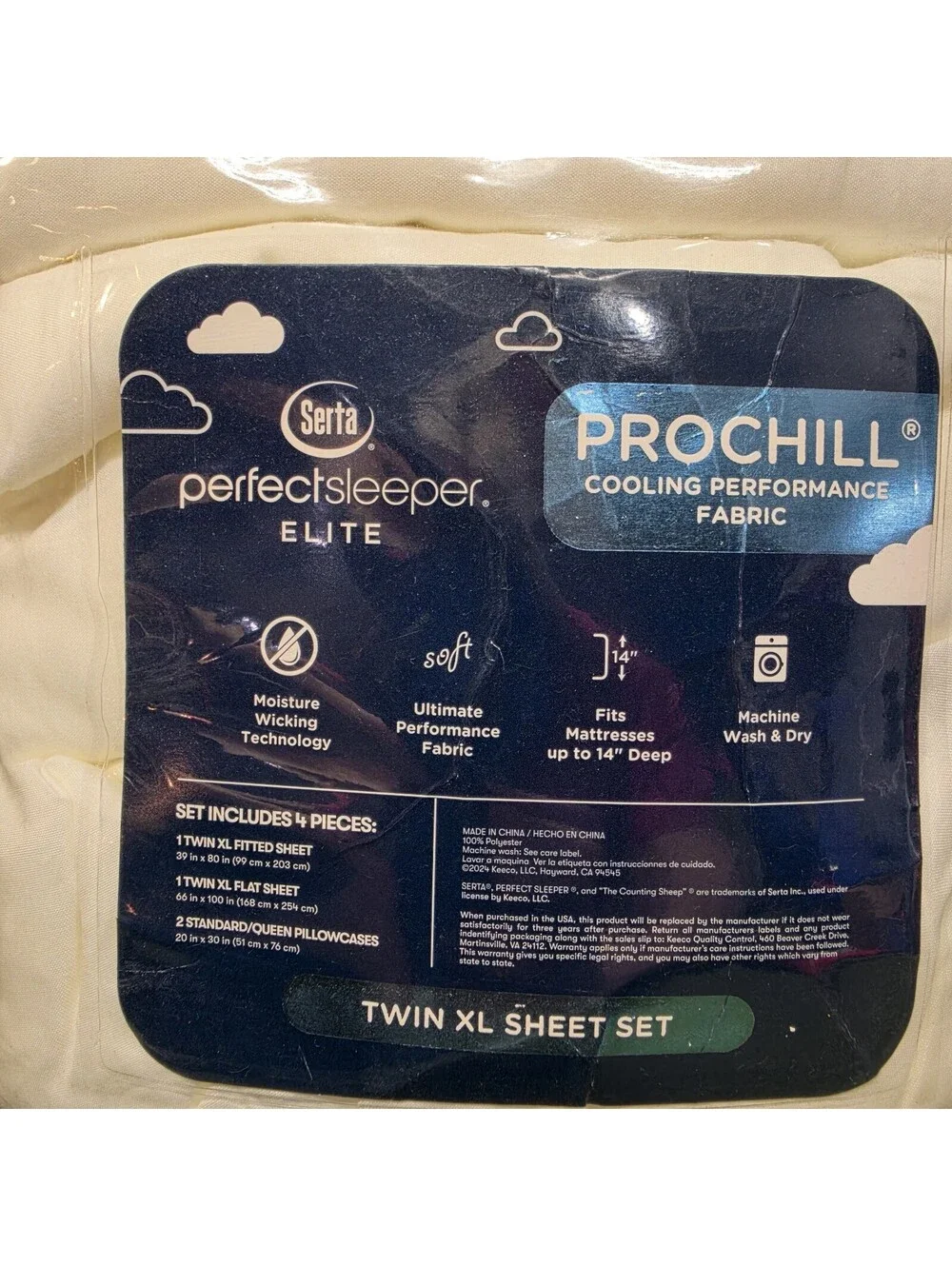 Serta Perfect Sleeper Elite ProChill Twin XL Sheet Set 4pc Cooling NEW